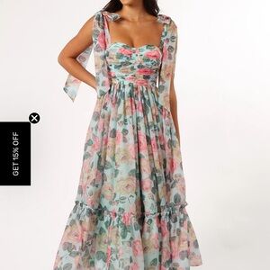 Petal & Pup Floral Maxi Dress in Pink and Green
